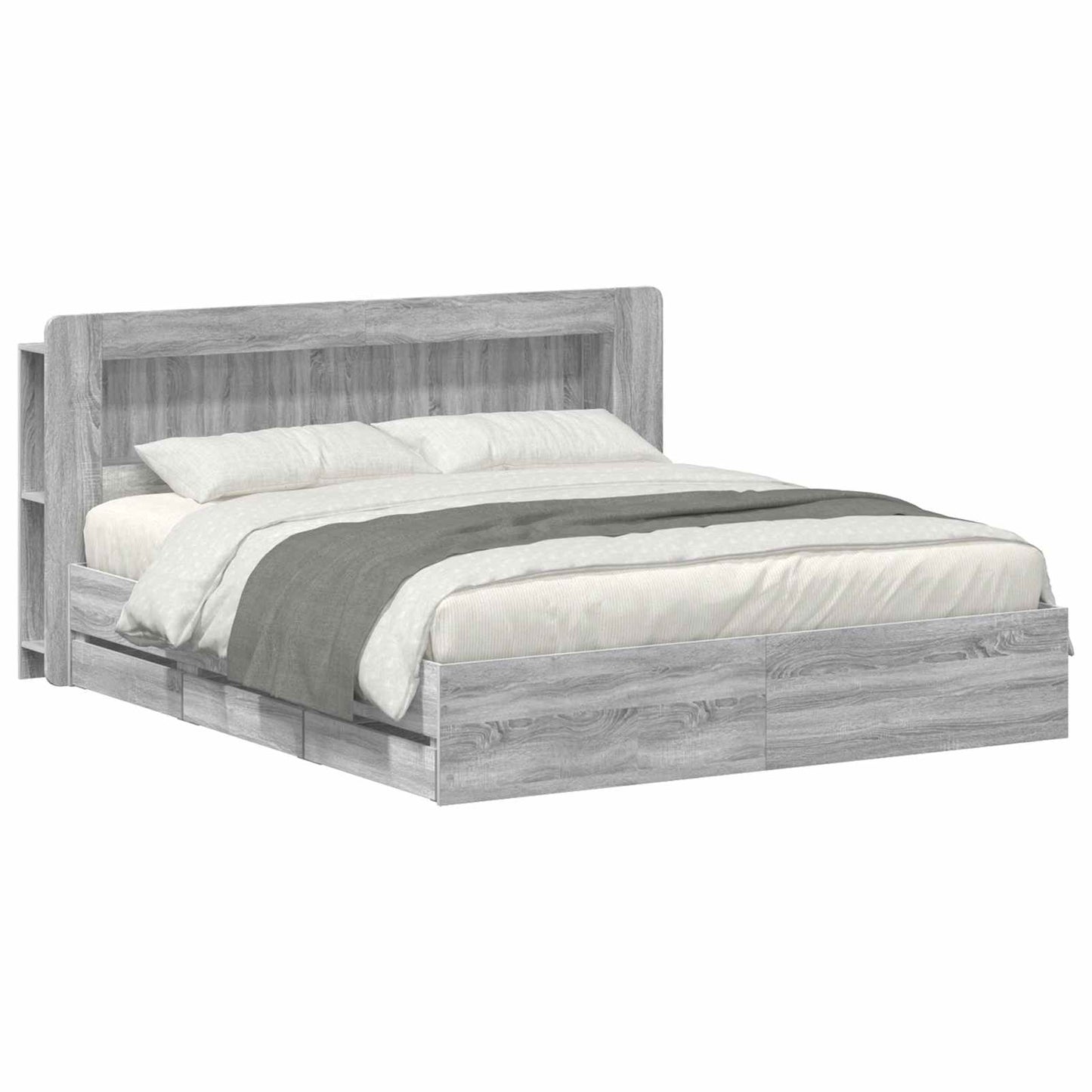 vidaXL Σκελετός κρεβατιού με αποθήκευση Γκρι Sonoma 200 x 200 cm