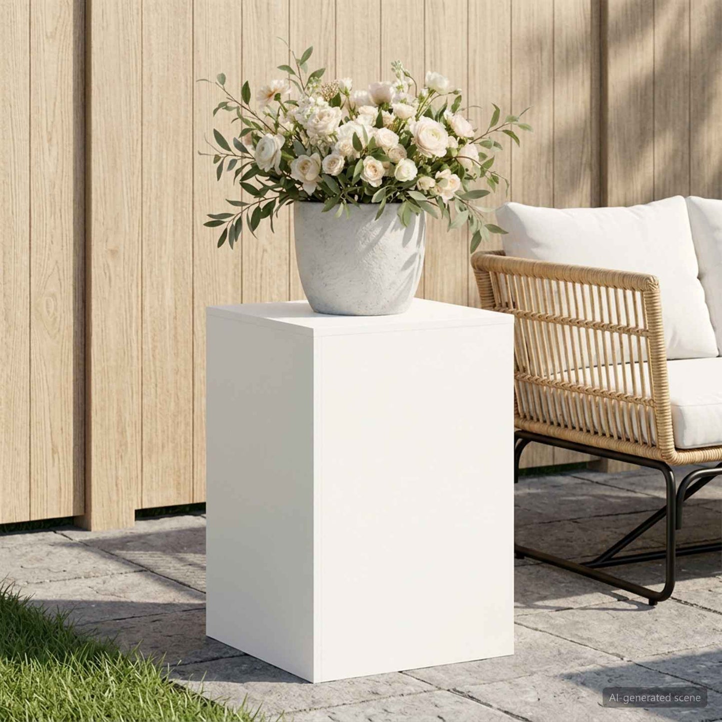 vidaXL Βάση φυτών Λευκό 40 x 40 x 60 cm Ατσάλι