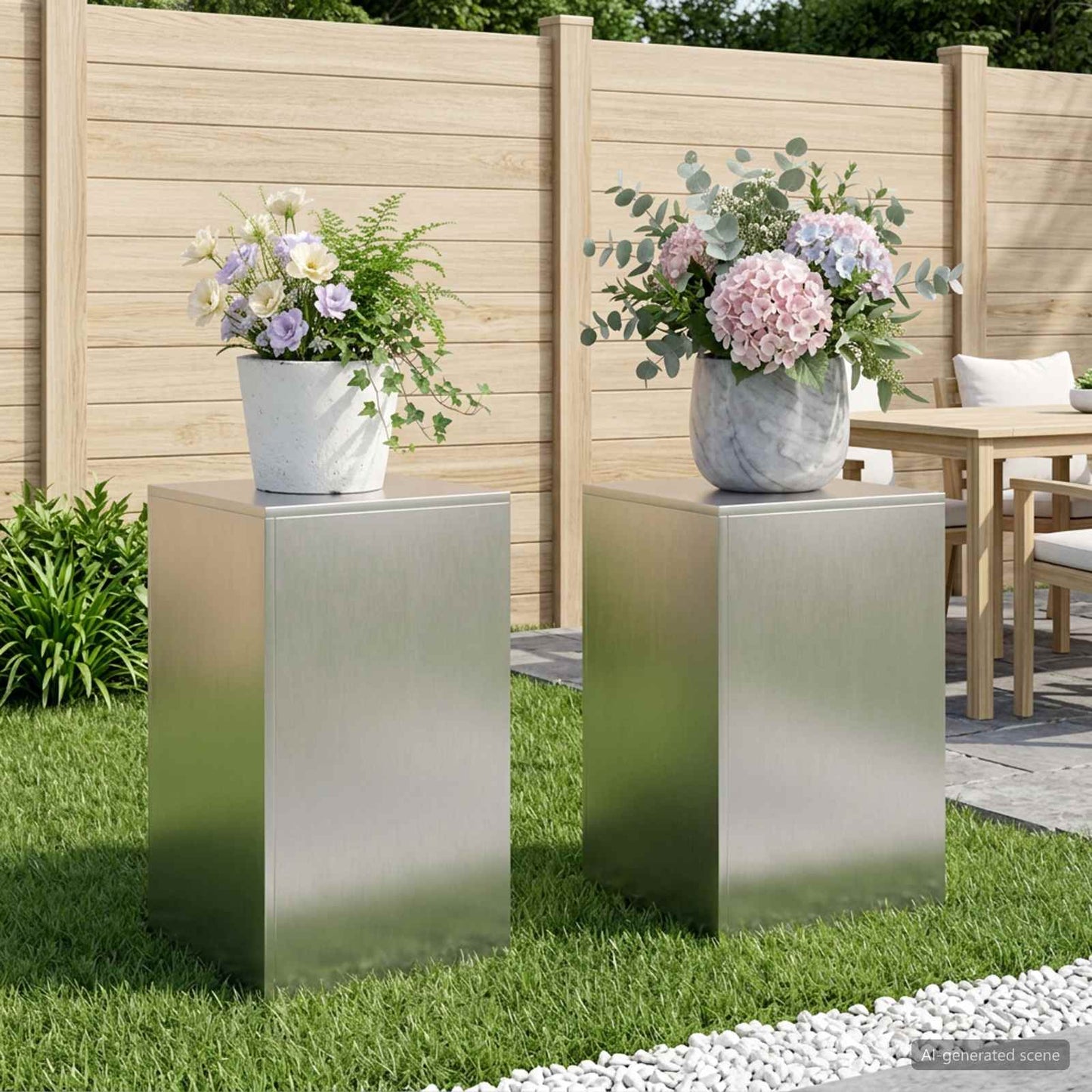 vidaXL Βάση φυτών 2 pcs Ασημί 40 x 40 x 60 cm Ατσάλι
