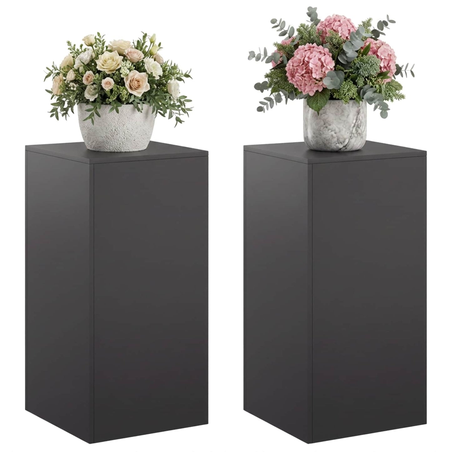 vidaXL Βάση φυτών 2 pcs Μαύρο 40 x 40 x 80 cm Ατσάλι