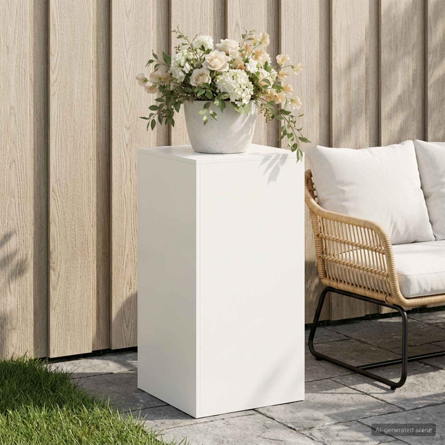 vidaXL Βάση φυτών Λευκό 40 x 40 x 80 cm Ατσάλι