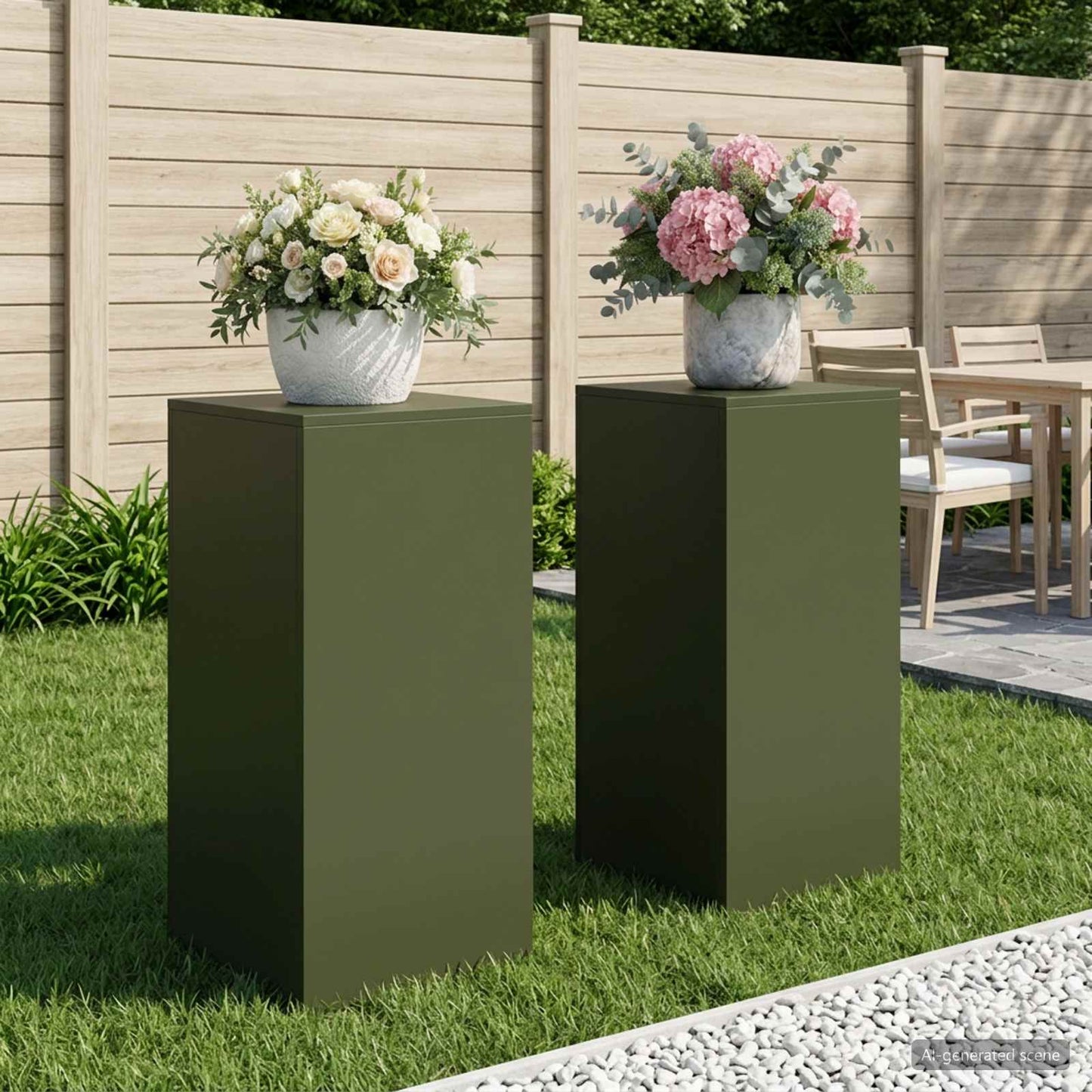 vidaXL Βάση φυτών 2 pcs Λαδί 40 x 40 x 80 cm Ατσάλι