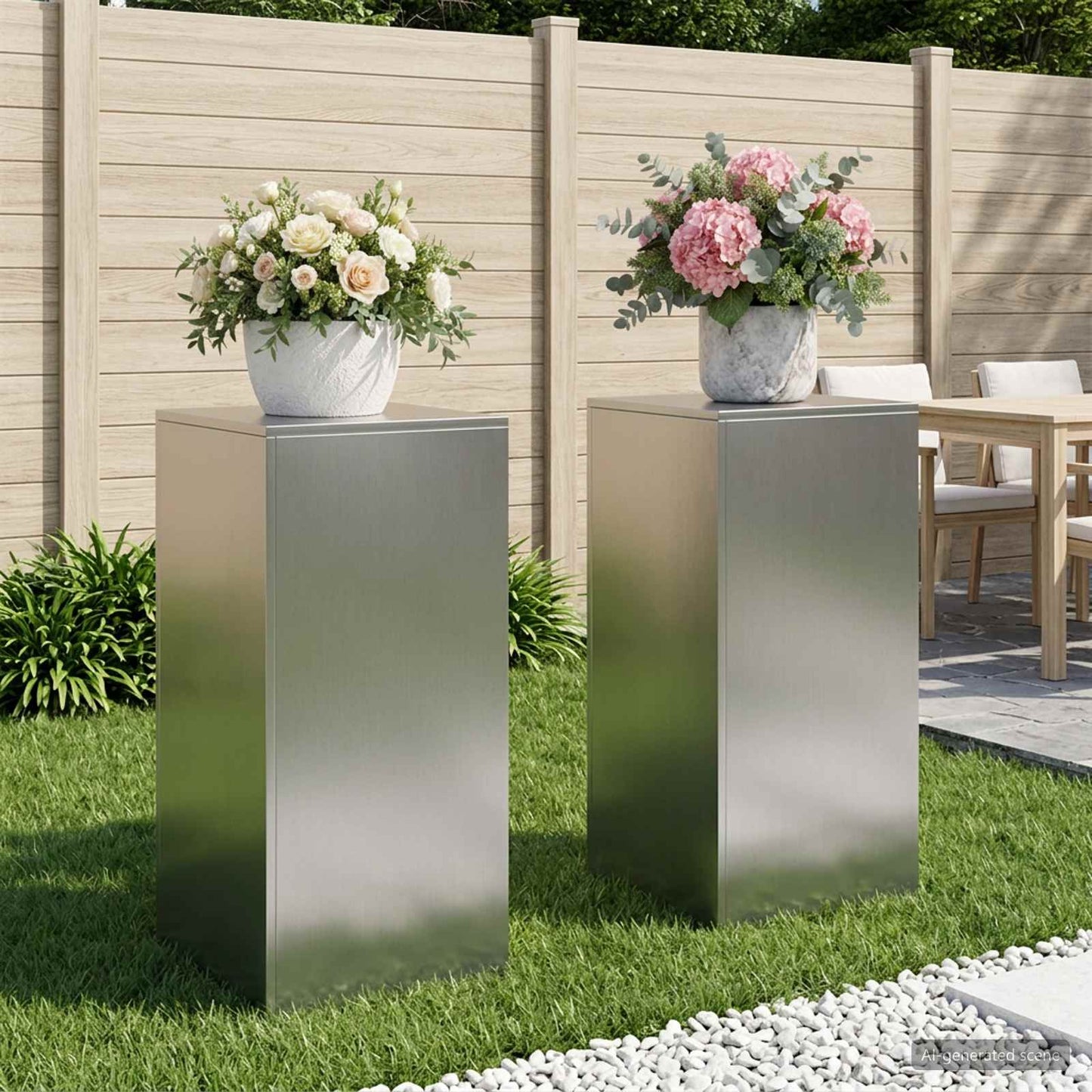 vidaXL Βάση φυτών 2 pcs Ασημί 40 x 40 x 80 cm Ανοξείδωτο Ατσάλι