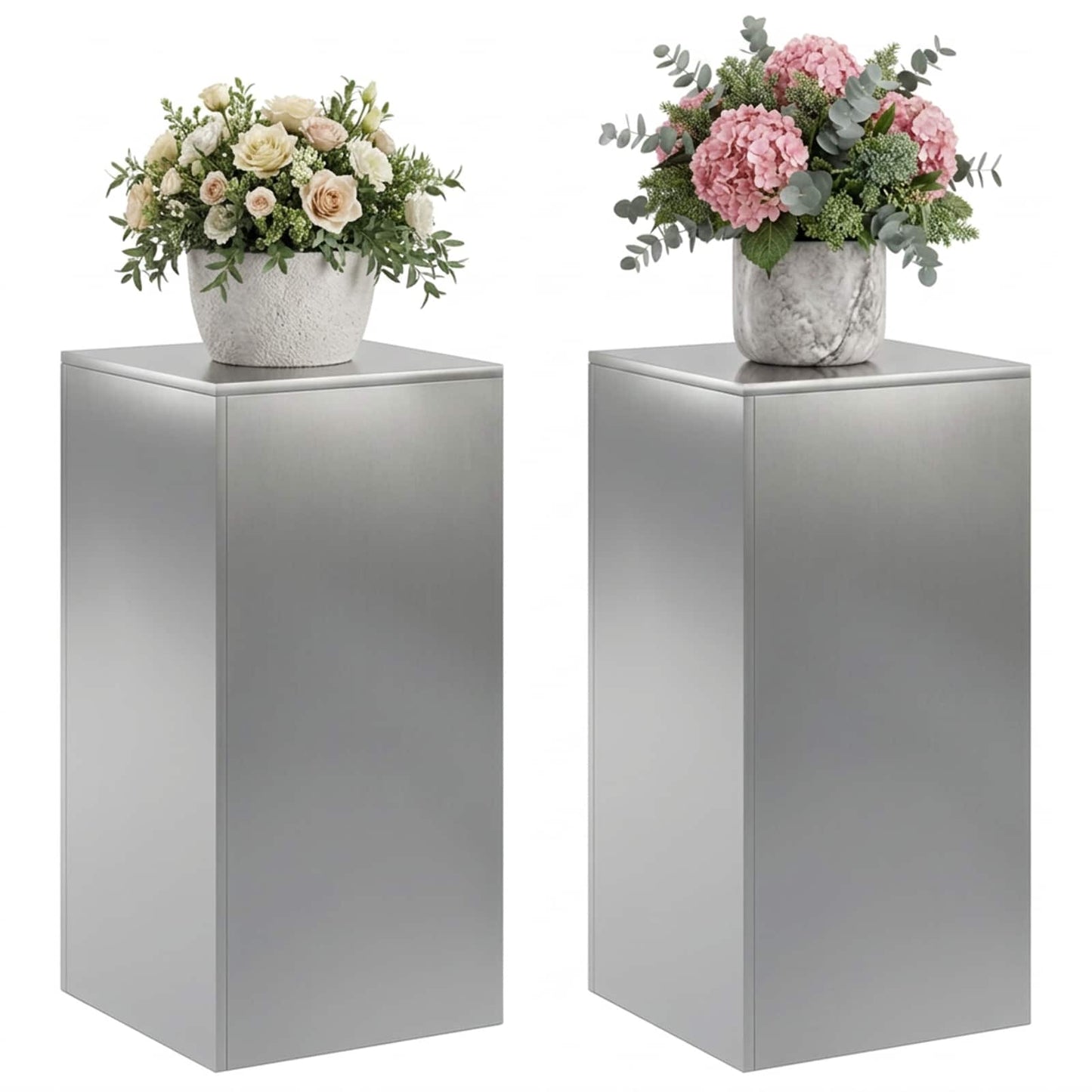 vidaXL Βάση φυτών 2 pcs Ασημί 40 x 40 x 80 cm Ανοξείδωτο Ατσάλι