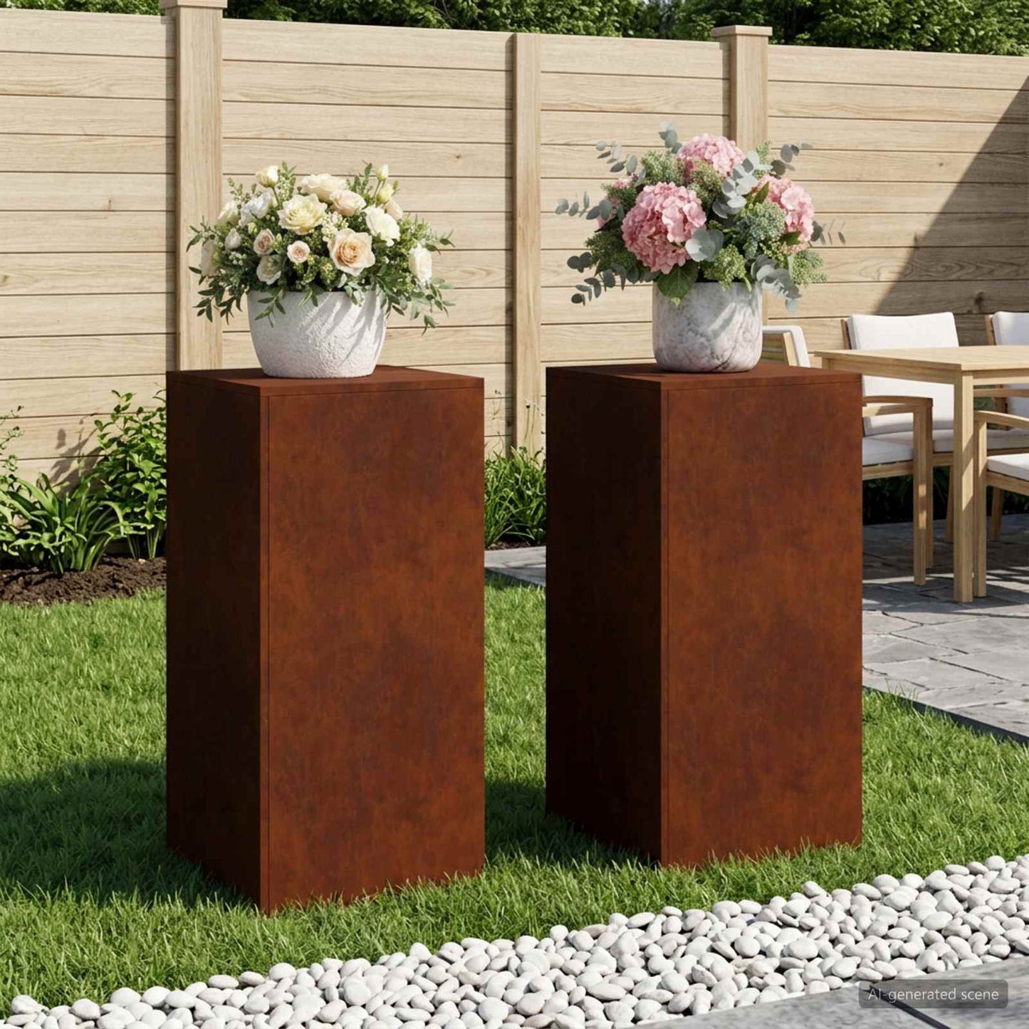 vidaXL Βάση φυτών 2 pcs Σκ rusty 40 x 40 x 80 cm