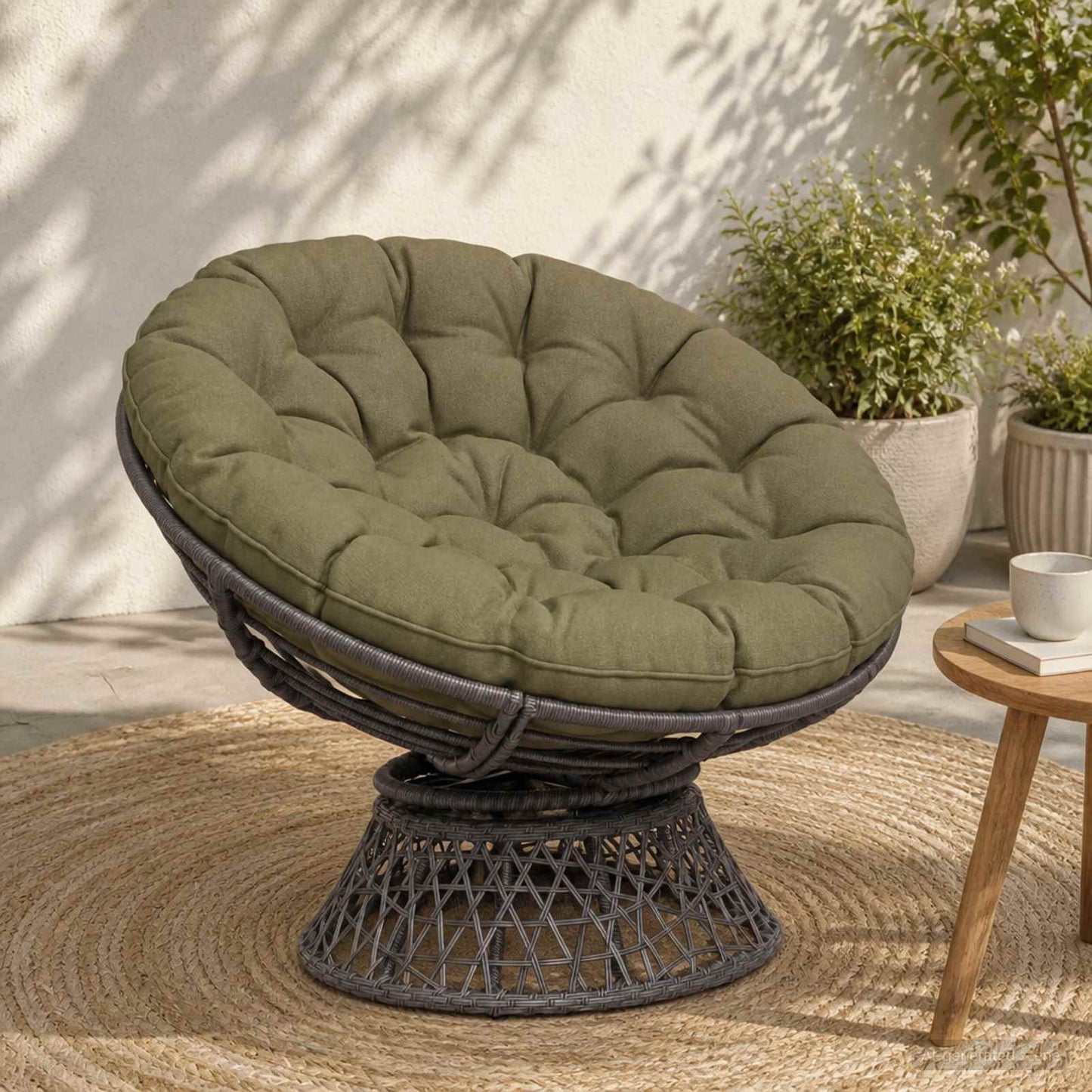 vidaXL Μαξιλάρι Papasan VIANEN 100% Πολυεστέρας Λαδί Ø 130 x 12 εκ.