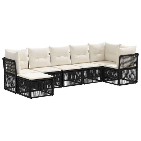 vidaXL Σετ Καναπέ Κήπου 7 pcs Μαύρο συνθετικό ρατάν