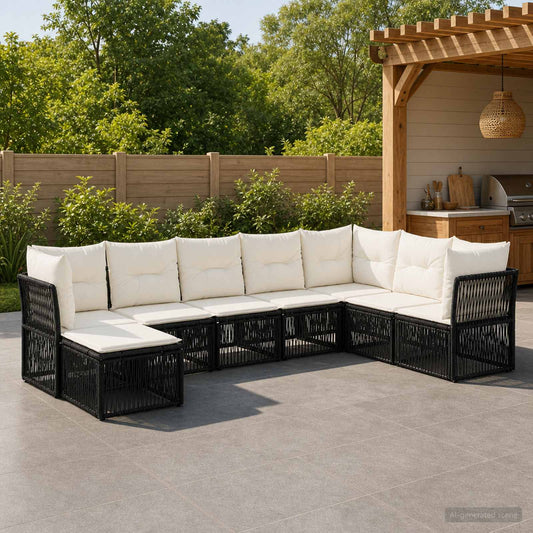vidaXL Σετ Καναπέ Κήπου 8 pcs Μαύρο συνθετικό ρατάν