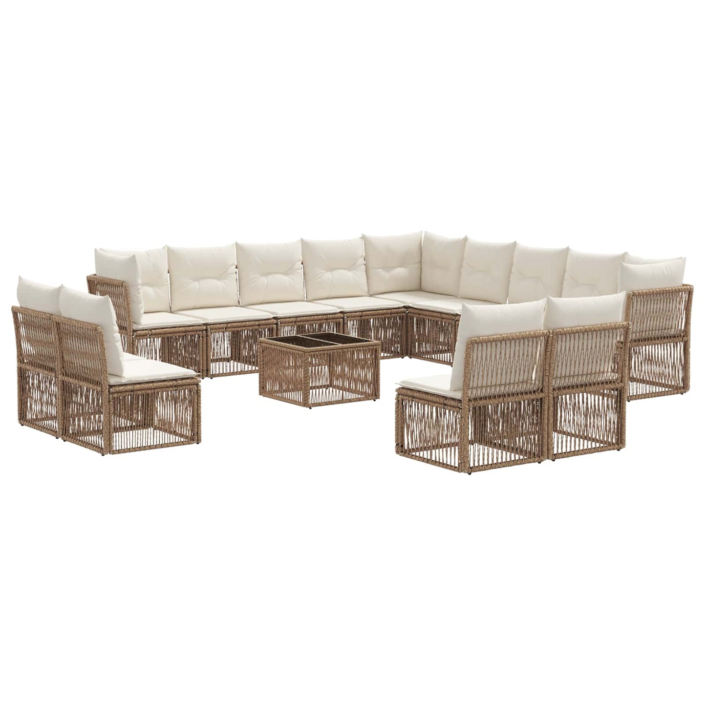 vidaXL Σετ Καναπέ Κήπου 14 pcs Μπεζ συνθετικό ρατάν
