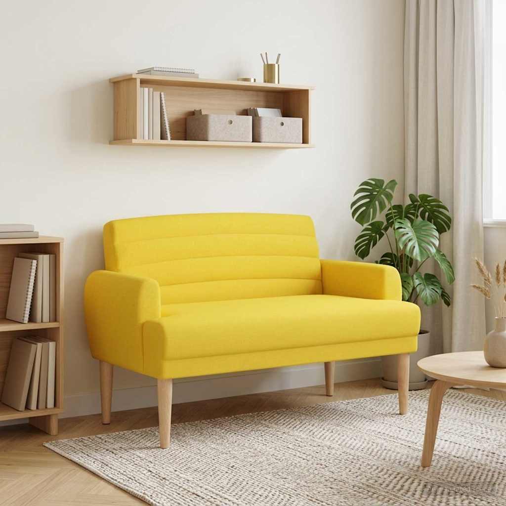 vidaXL Love seat με κουμπιά Απαλό Κίτρινο 116 x 67 x 80 εκ. Ύφασμα