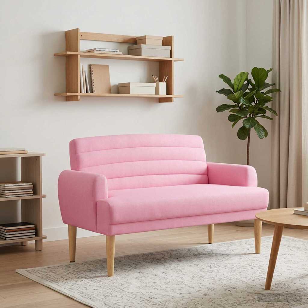 vidaXL Love seat με κουμπιά Ροζ 116 x 67 x 80 εκ. Ύφασμα