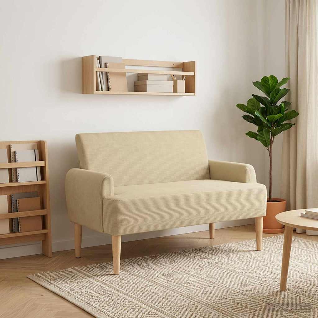vidaXL Love seat με κουμπιά Ανοιχτό Πράσινο Γκρι 116 x 67 x 81 εκ