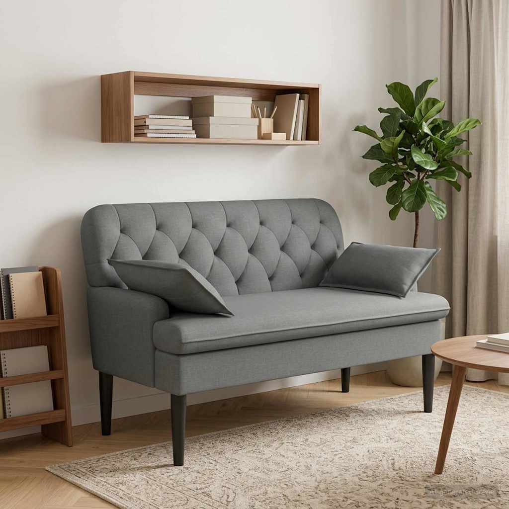 vidaXL Love seat με κουμπιά Σκούρο Γκρι 111 x 68 x 80 εκ. Ύφασμα
