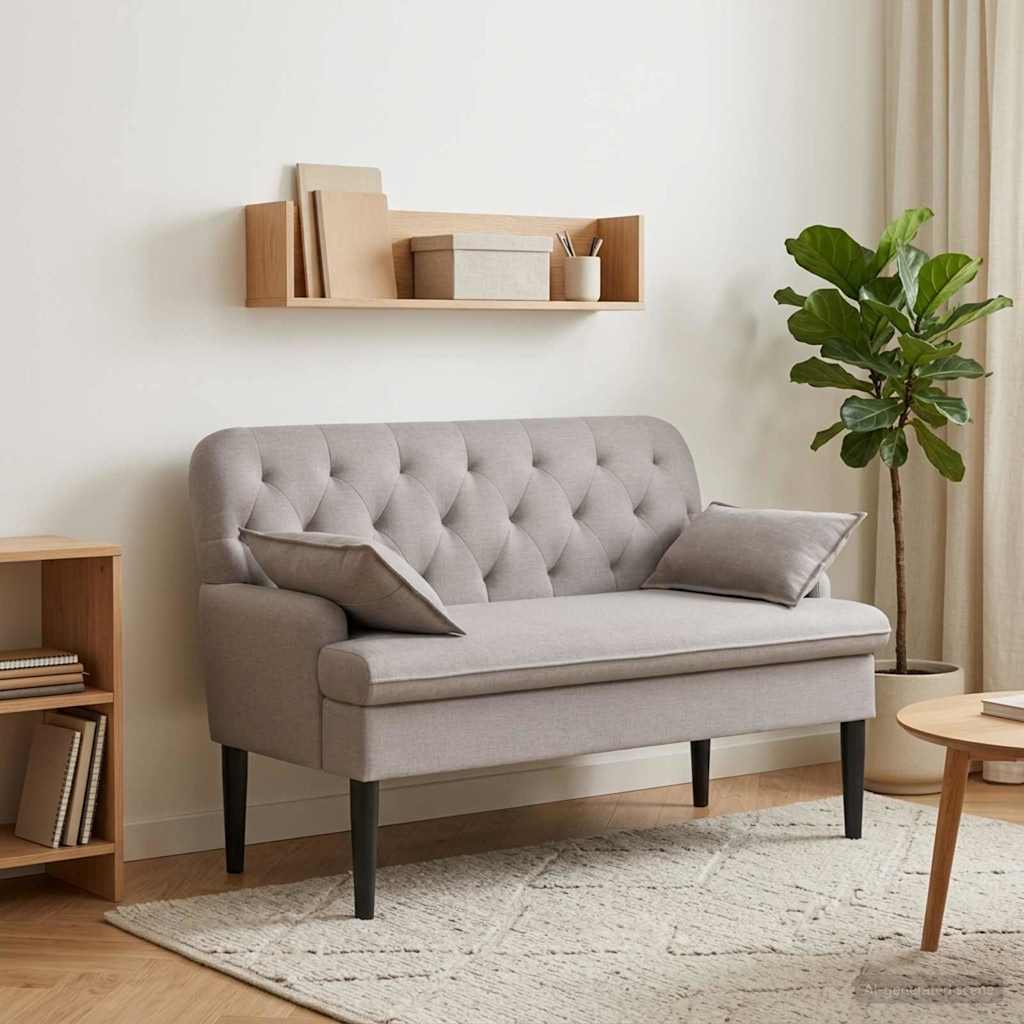 vidaXL Love seat με κουμπιά Taupe 111 x 68 x 80 εκ. Ύφασμα