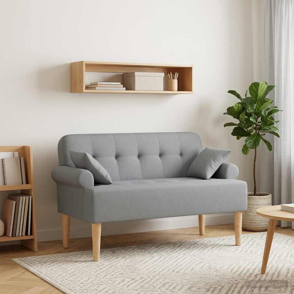 vidaXL Love seat με κουμπιά Ανοιχτό γκρι 120 x 65 x 79 εκ Ύφασμα