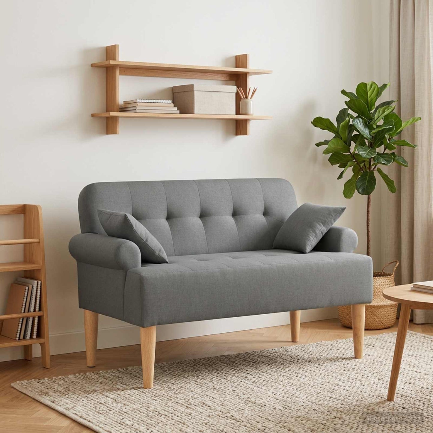 vidaXL Love seat με κουμπιά Σκούρο Γκρι 120 x 65 x 79 εκ Ύφασμα