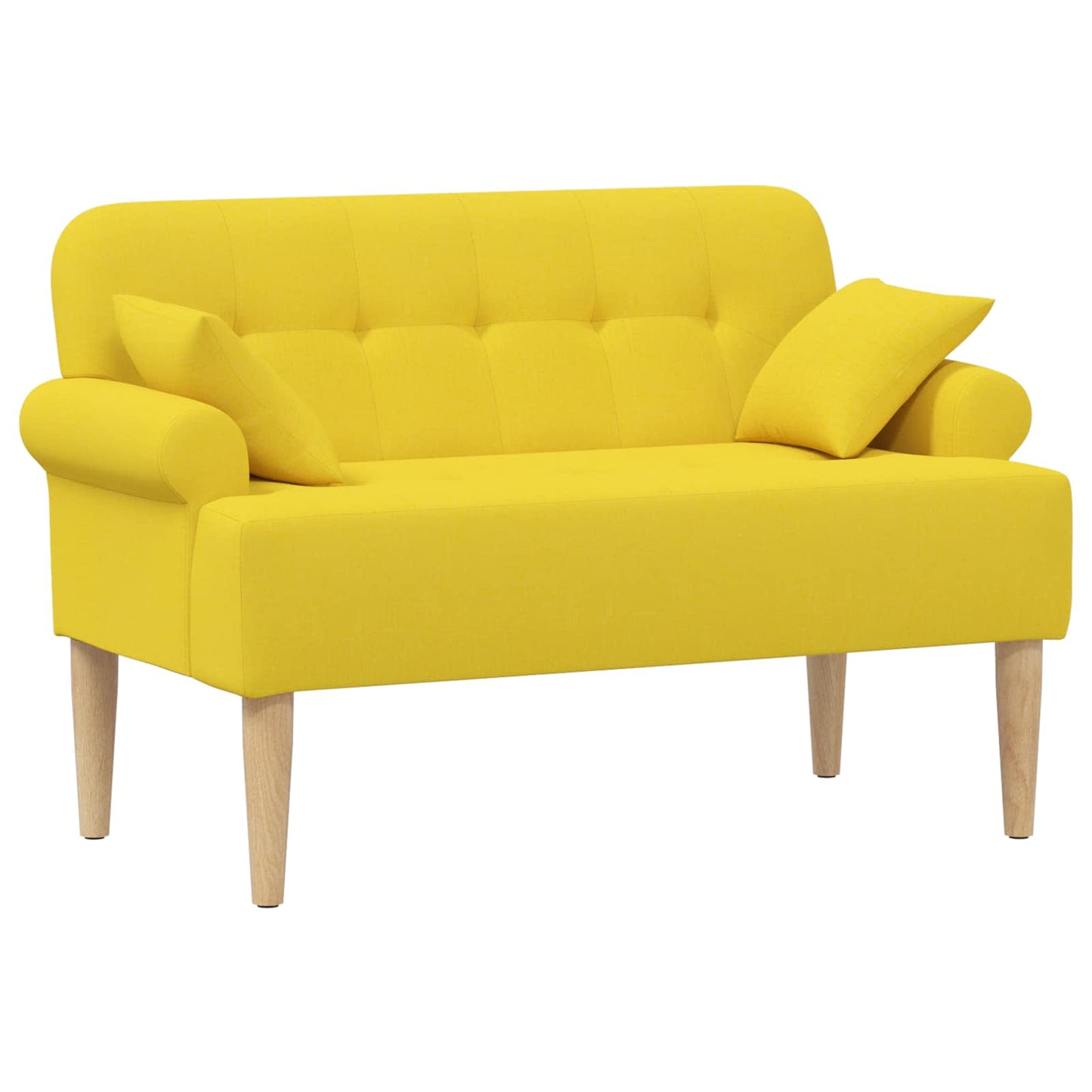 vidaXL Love seat με κουμπιά Ανοιχτό Κίτρινο 120 x 65 x 79 εκ Ύφασμα