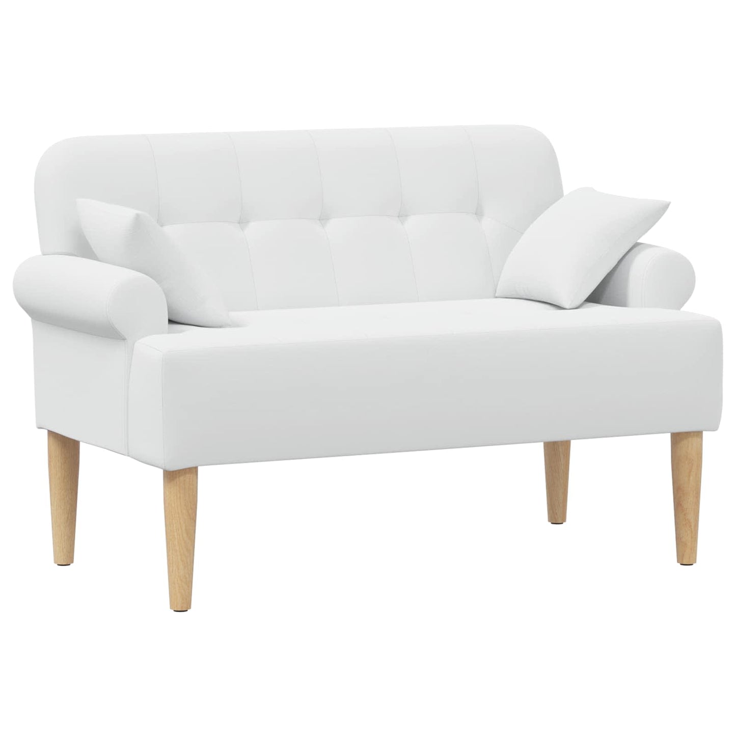 vidaXL Love seat με κουμπιά Λευκό 120 x 65 x 79 εκ Ύφασμα