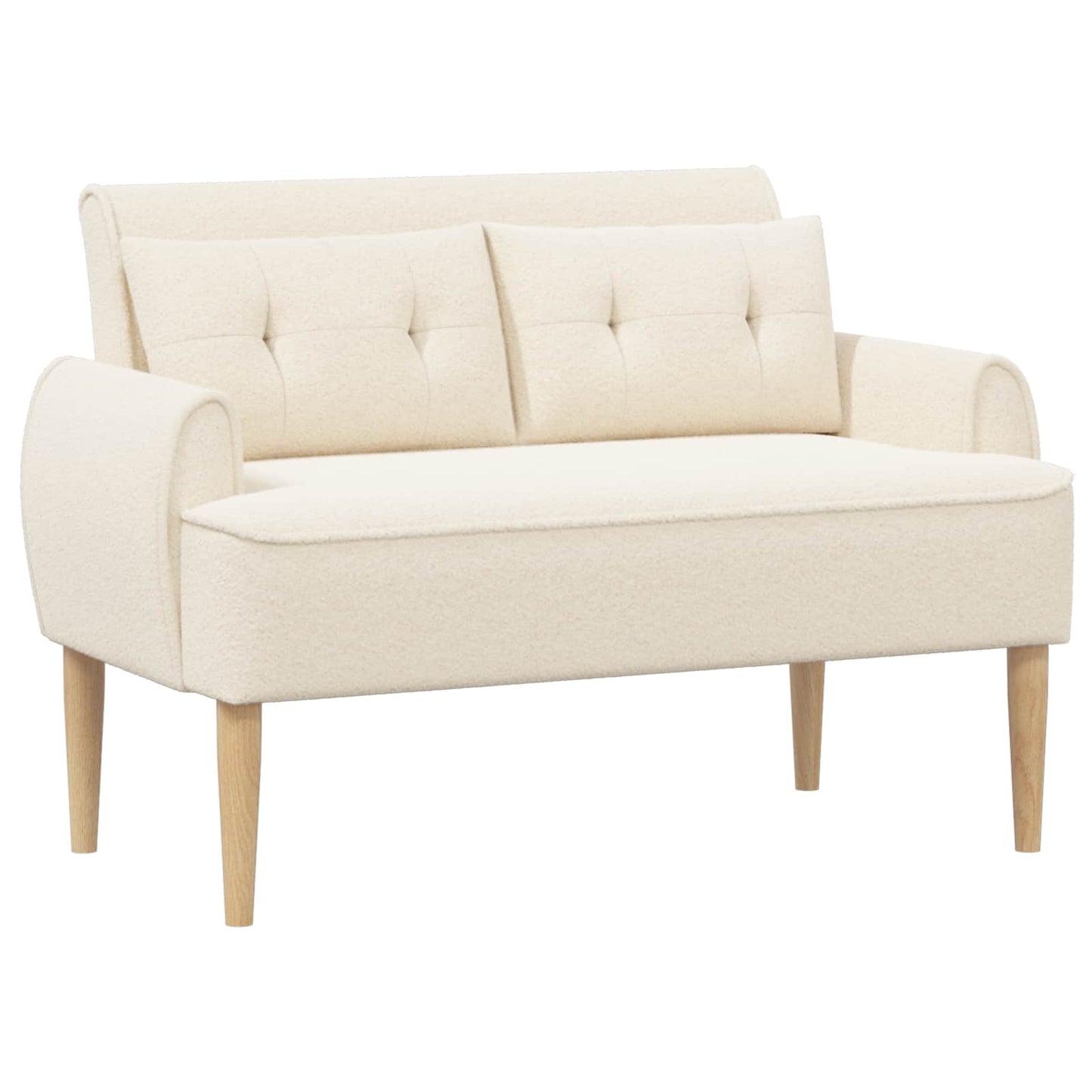 vidaXL Love seat με κουμπιά Κρεμ 117 x 67 x 77 εκ. Μπουκλέ