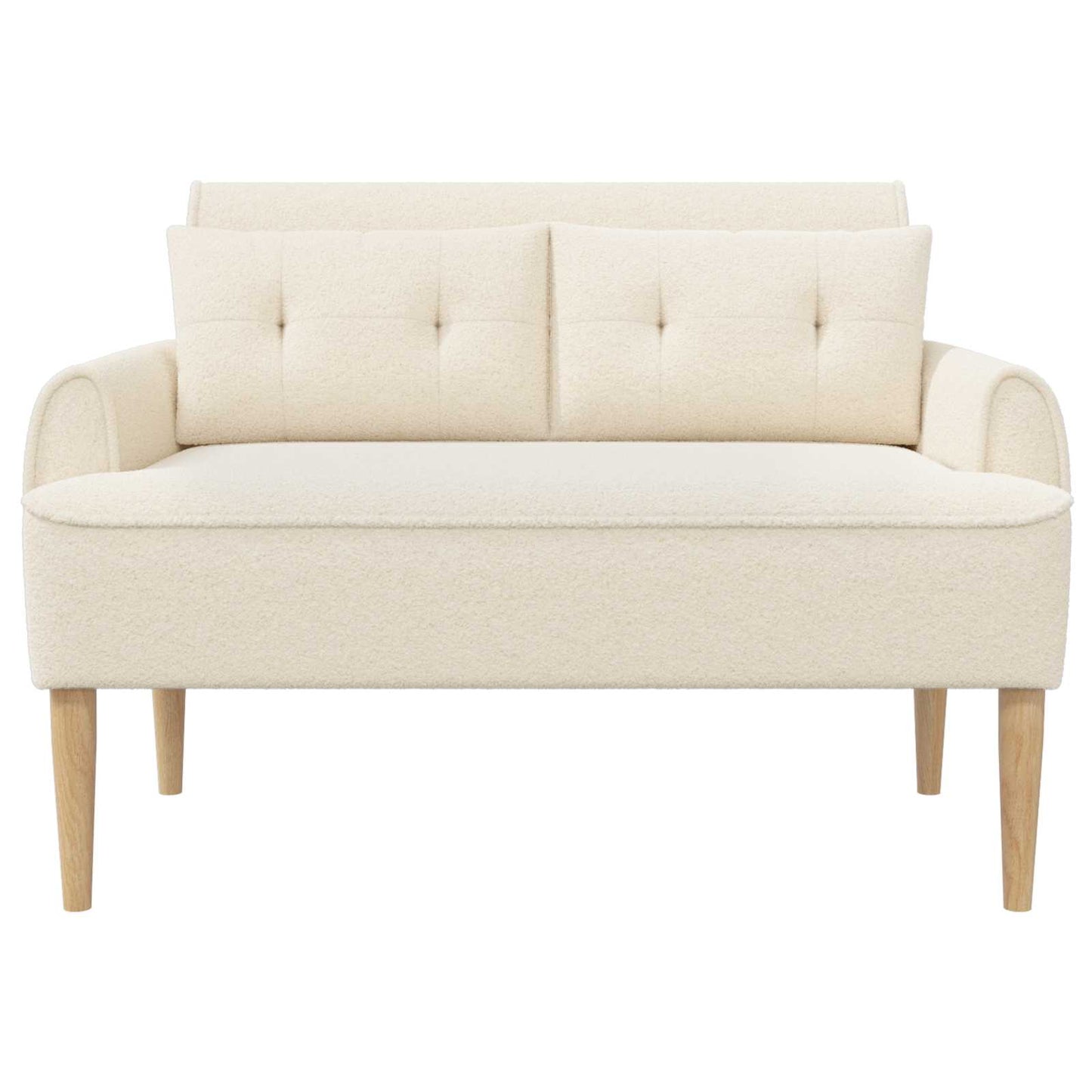 vidaXL Love seat με κουμπιά Κρεμ 117 x 67 x 77 εκ. Μπουκλέ