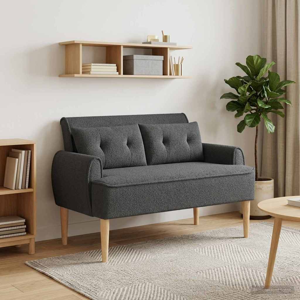 vidaXL Love seat με κουμπιά Σκούρο Γκρι 117 x 67 x 77 εκ. Μπουκλέ