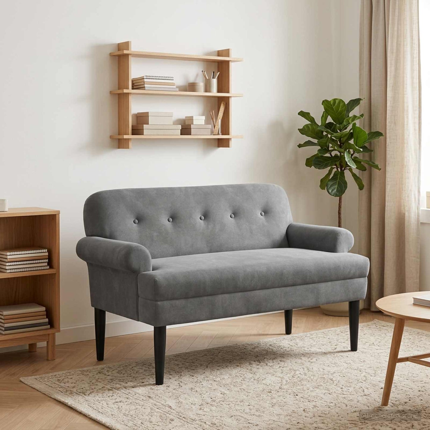 vidaXL Love seat με κουμπιά Σκούρο Γκρι 120 x 66 x 78 εκ. Βελούδο
