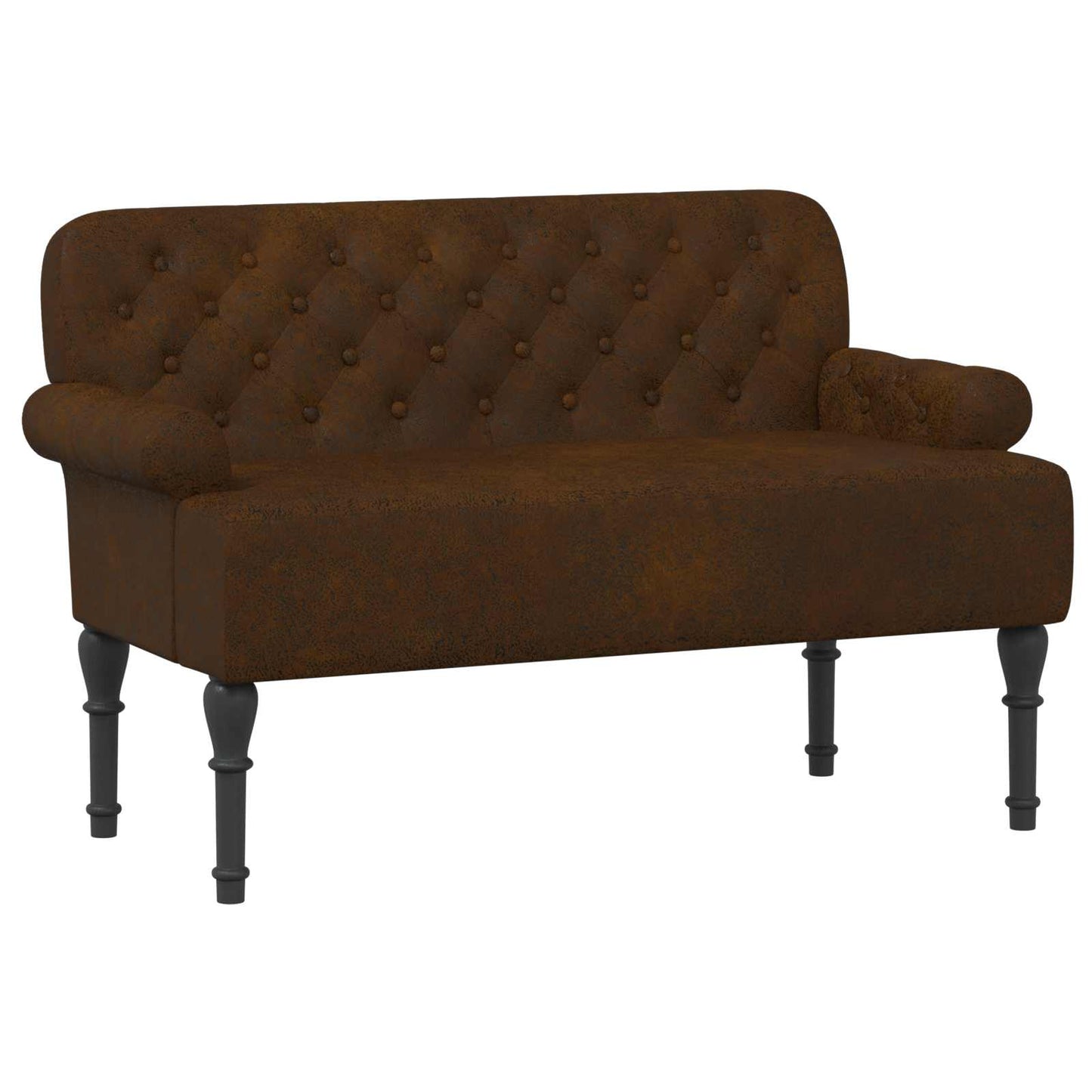 vidaXL Love seat με κουμπιά Καφέ 120 x 65 x 78 εκ
