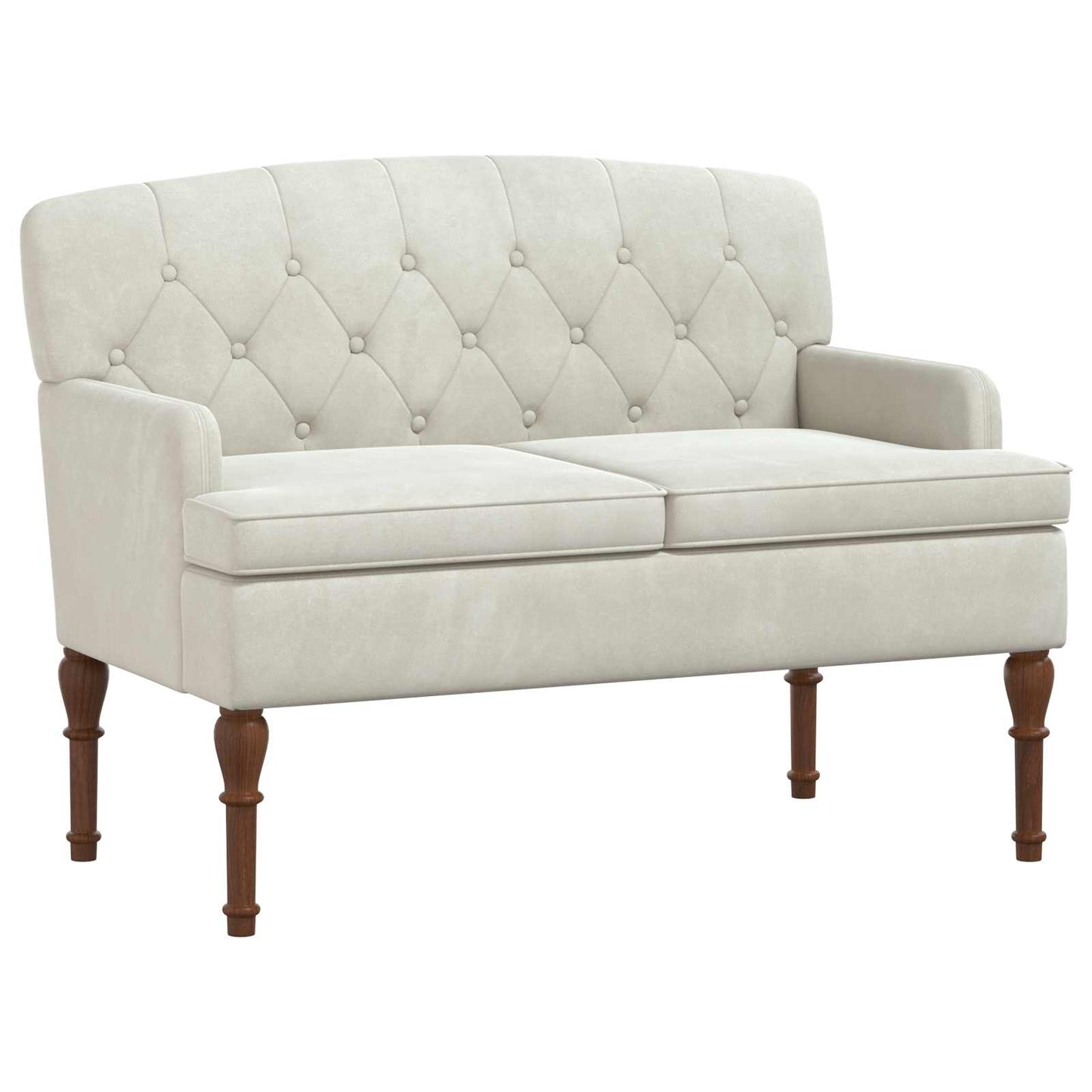 vidaXL Love seat με κουμπιά Κρεμ 111 x 65 x 79 εκ Βελούδο