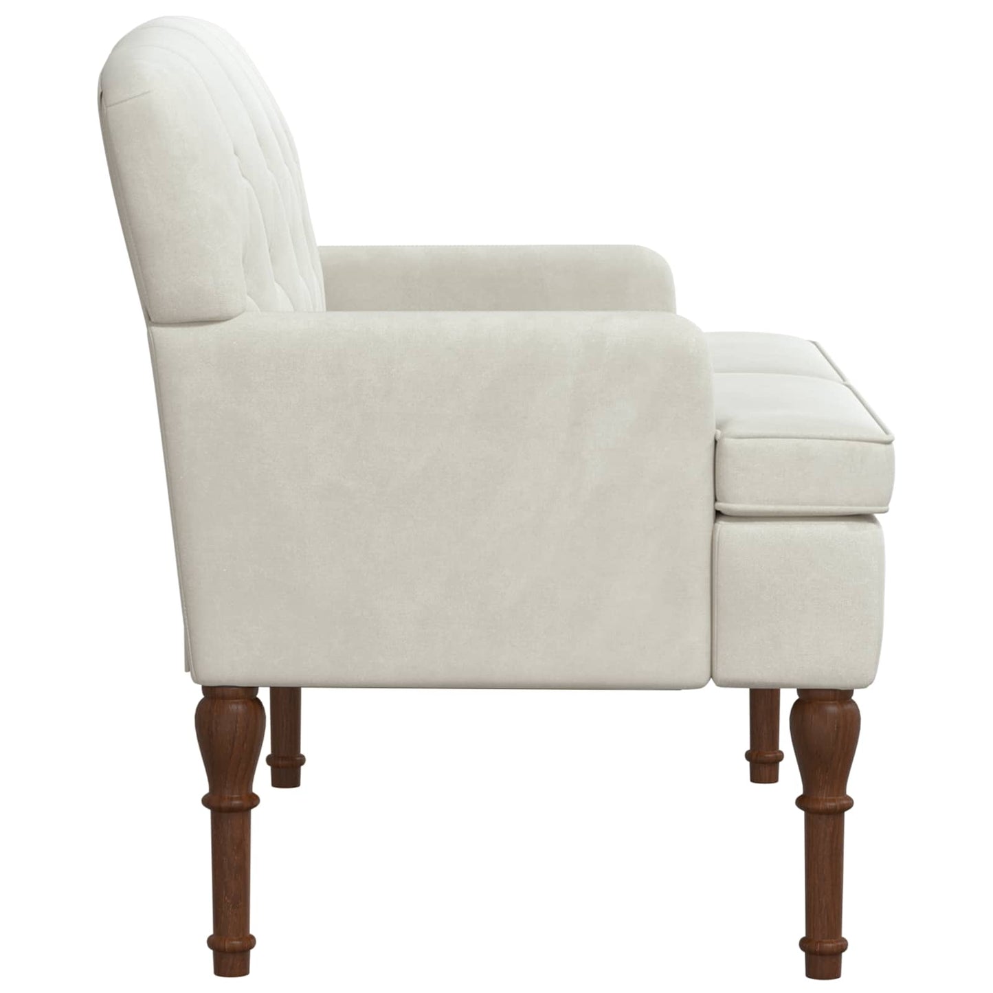 vidaXL Love seat με κουμπιά Κρεμ 111 x 65 x 79 εκ Βελούδο