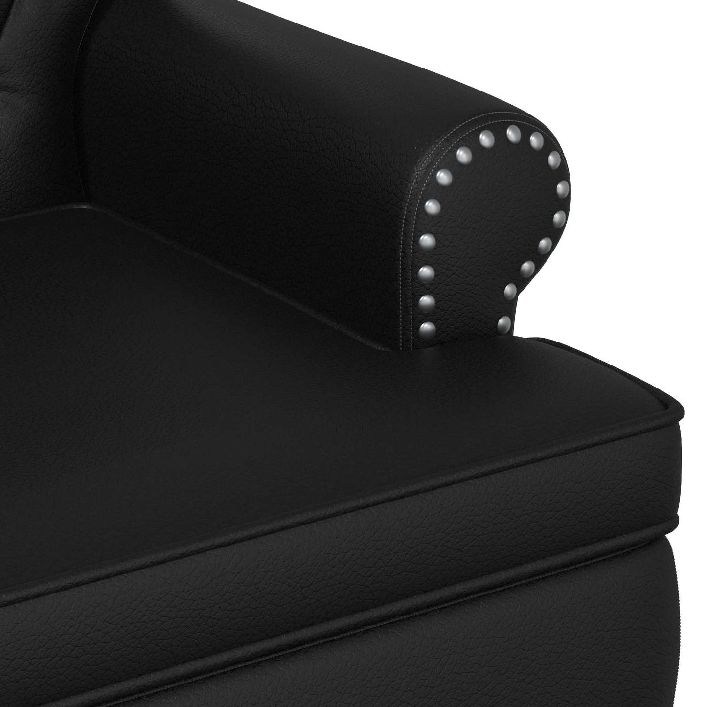 vidaXL Love seat με κουμπιά Μαύρο 120 x 65 x 77 εκ Τεχνητό Δέρμα
