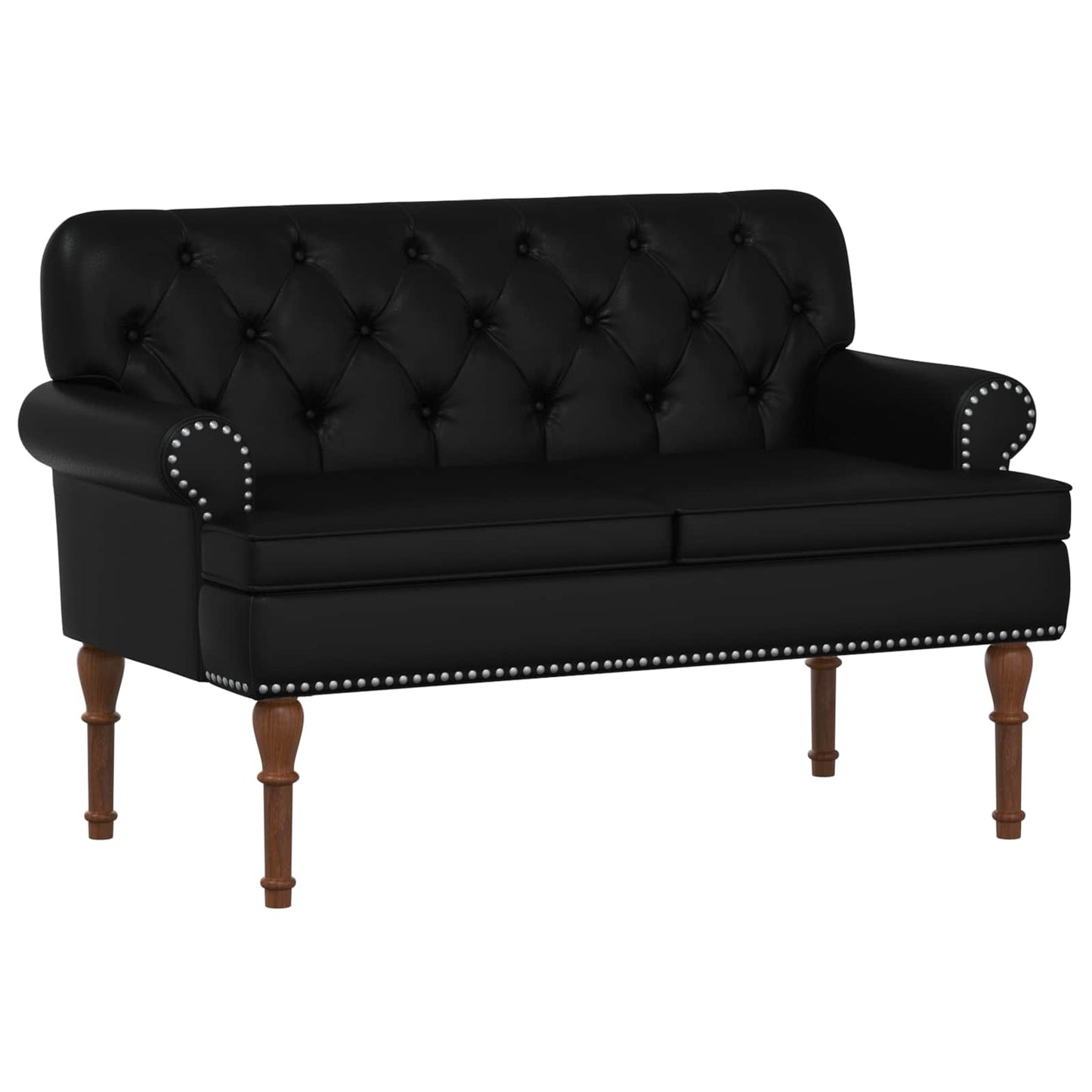 vidaXL Love seat με κουμπιά Μαύρο 120 x 65 x 77 εκ Τεχνητό Δέρμα