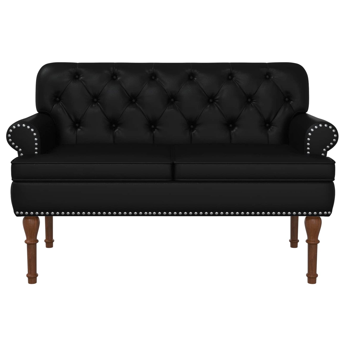 vidaXL Love seat με κουμπιά Μαύρο 120 x 65 x 77 εκ Τεχνητό Δέρμα