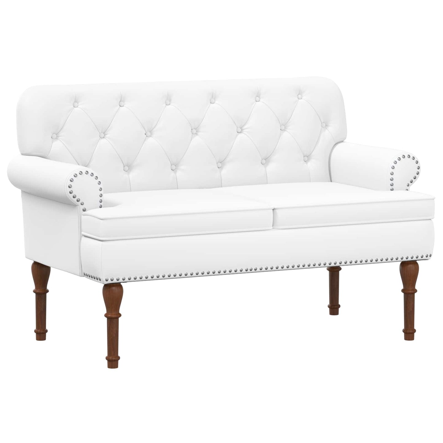 vidaXL Love seat με κουμπιά Λευκό 120 x 65 x 77 εκ Τεχνητό Δέρμα