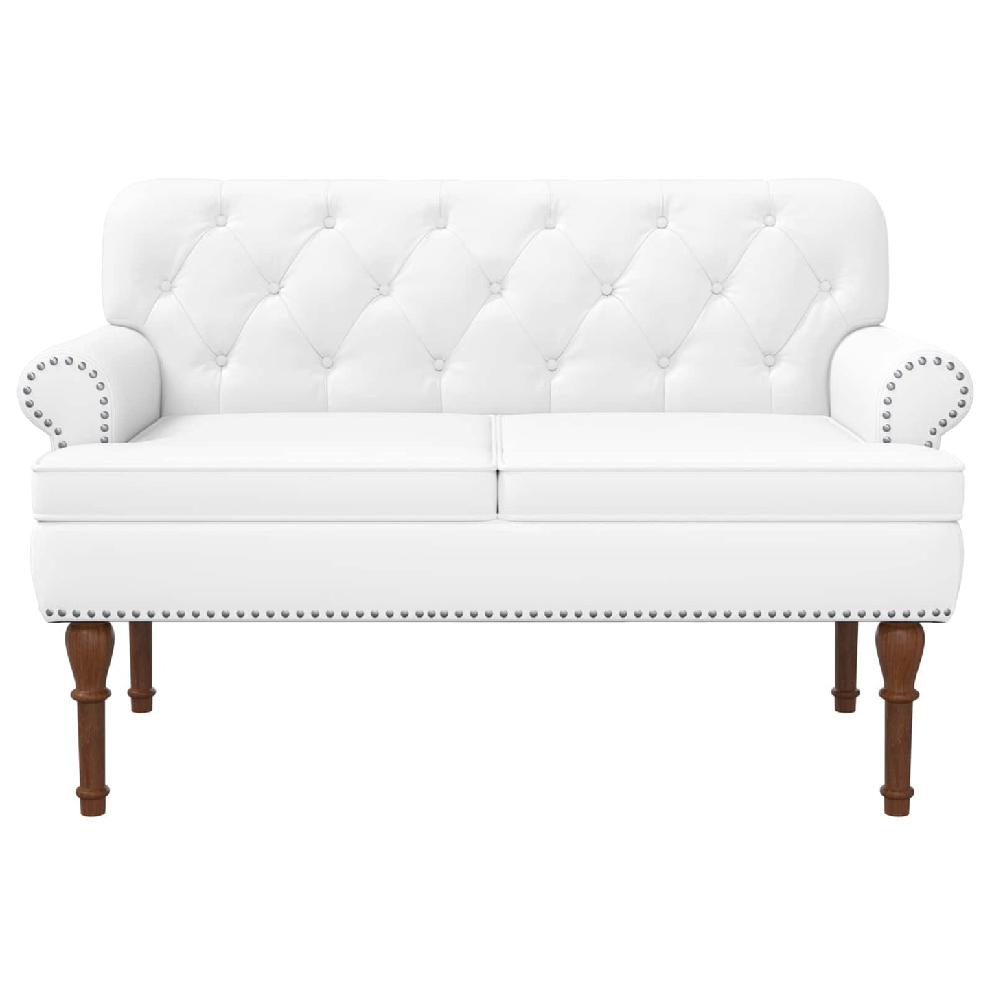 vidaXL Love seat με κουμπιά Λευκό 120 x 65 x 77 εκ Τεχνητό Δέρμα