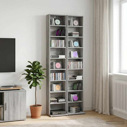 vidaXL Ντουλάπα CD 2 τμχ. Γκρι Sonoma 33 x 23,5 x 175 εκ.
