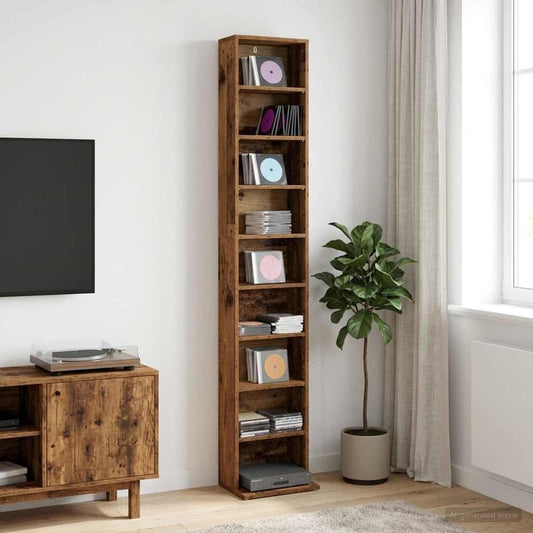 vidaXL Ντουλάπα CD Παλαιωμένο ξύλο 33 x 23,5 x 175 εκ.