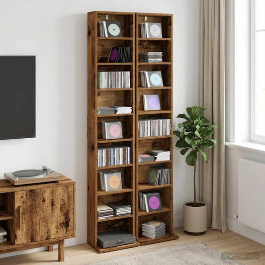 vidaXL Ντουλάπα CD 2 τμχ. Παλαιωμένο ξύλο 33 x 23,5 x 175 εκ.