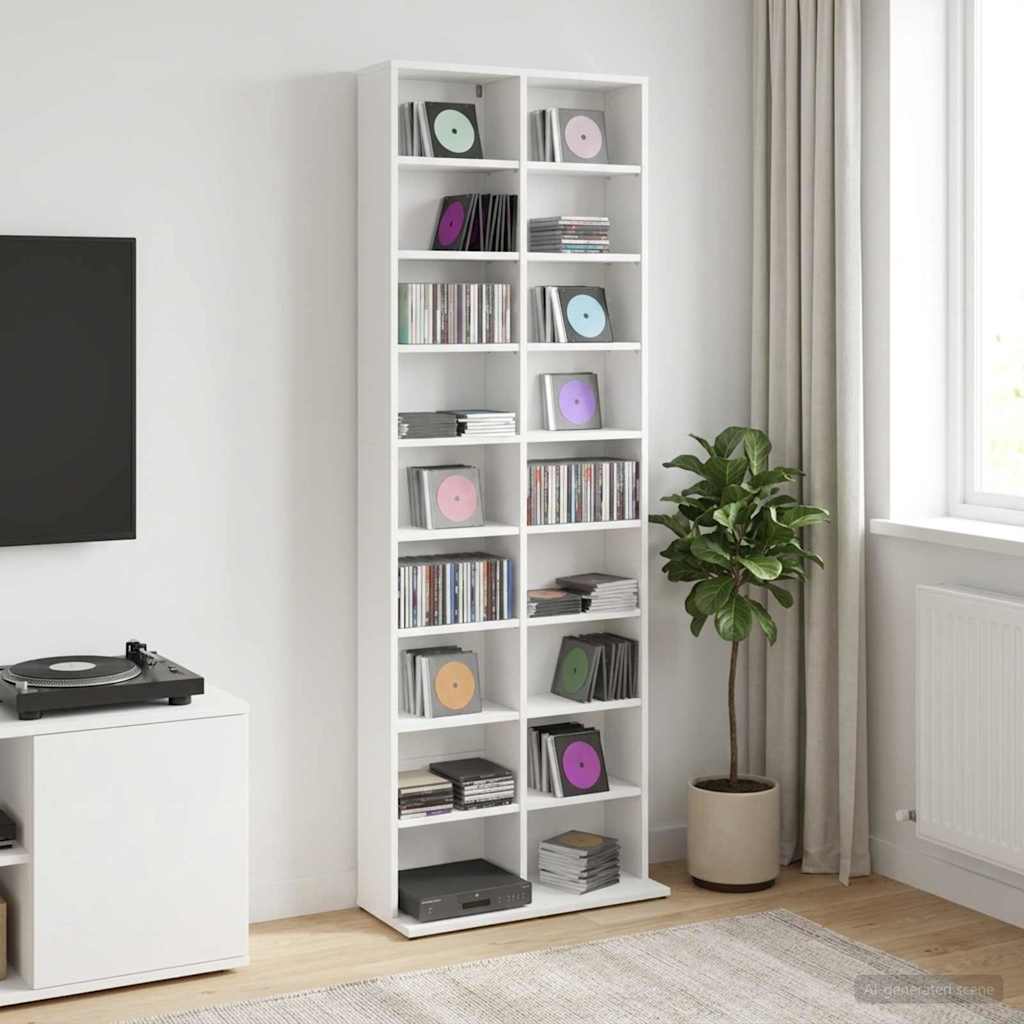 vidaXL Ντουλάπα CD Λευκό 65 x 23,5 x 175 εκ. Επεξεργασμένο Ξύλο