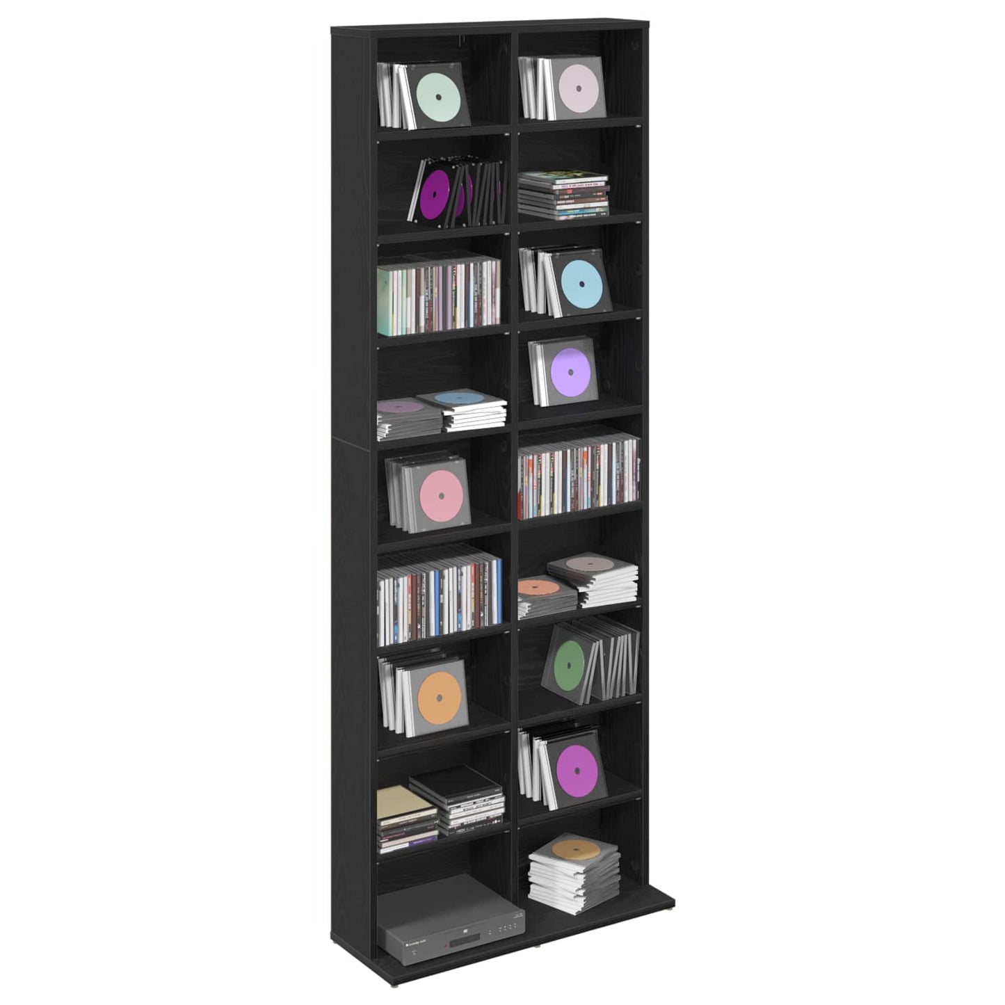 vidaXL Ντουλάπα CD Μαύρη Δρυς 65 x 23,5 x 175 εκ. Επεξεργασμένο Ξύλο