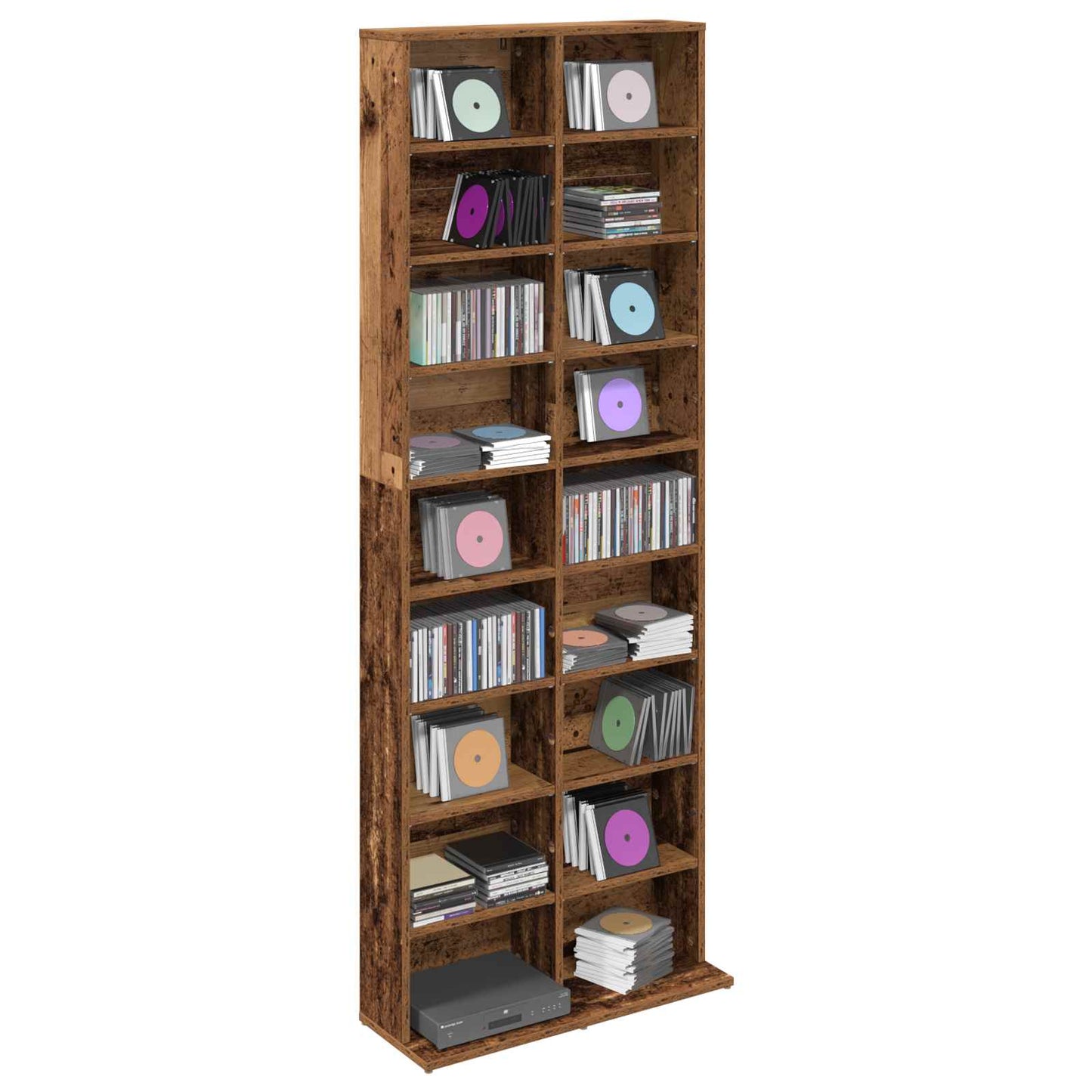 vidaXL Ντουλάπα CD Παλαιωμένο ξύλο 65 x 23,5 x 175 εκ.