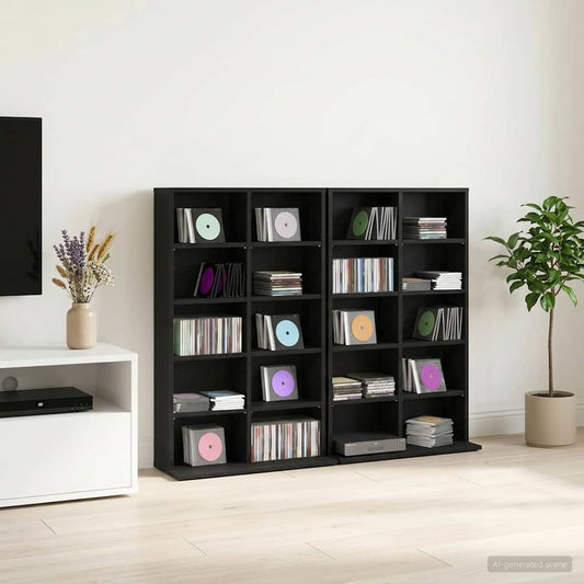 vidaXL Ντουλάπα CD 2 τμχ. Μαύρη Δρυς 65 x 23,5 x 97,5 εκ.