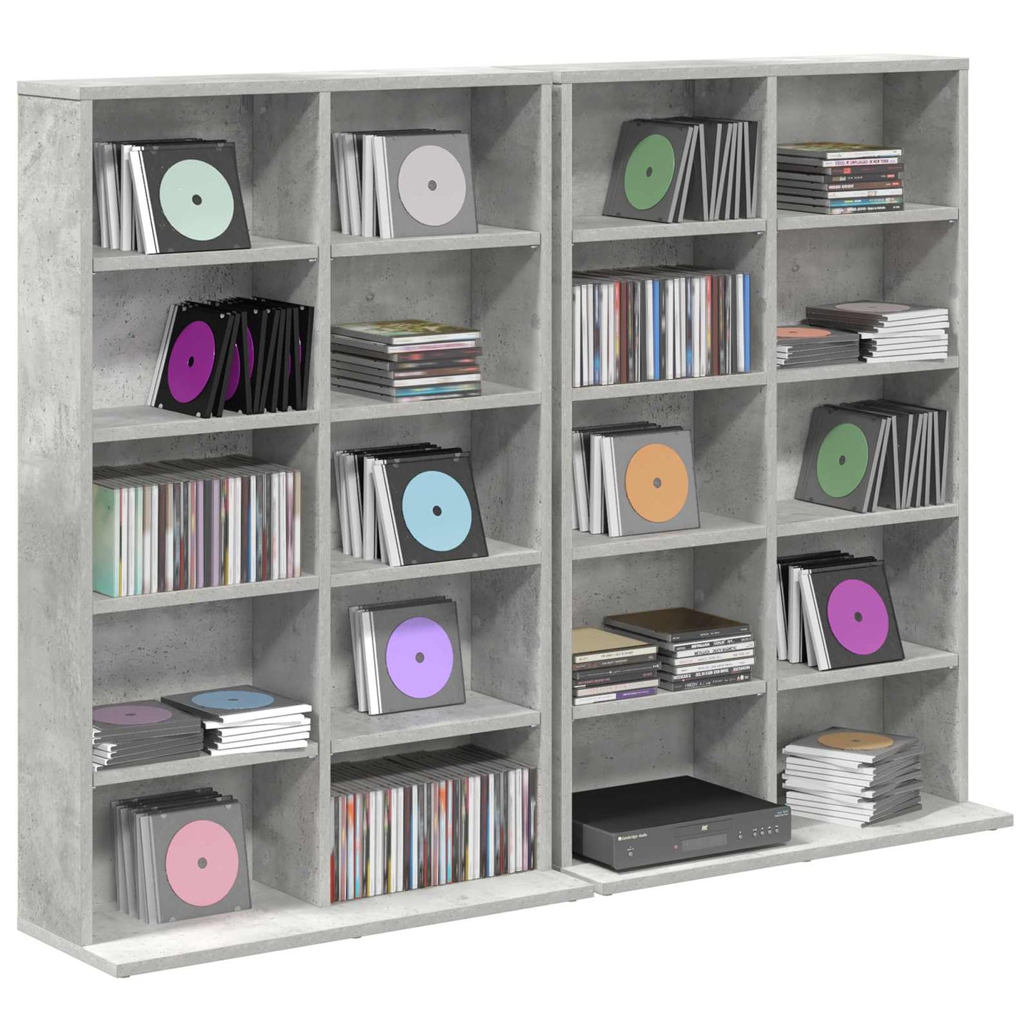vidaXL Ντουλάπα CD 2 τμχ. Γκρι Σκυροδέματος 65 x 23,5 x 97,5 εκ.