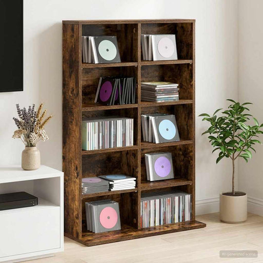 vidaXL Ντουλάπα CD Καπνισμένο Ξύλο Δρυός 65 x 23,5 x 97,5 εκ.