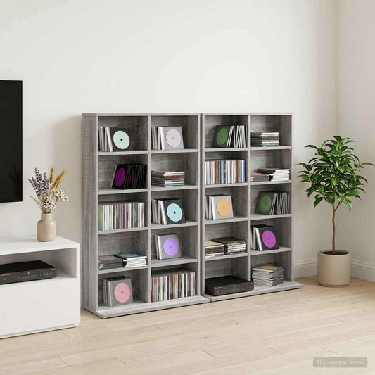 vidaXL Ντουλάπα CD 2 τμχ. Γκρι Sonoma 65 x 23,5 x 97,5 εκ.