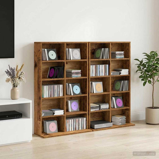 vidaXL Ντουλάπα CD 2 τμχ. Παλαιωμένο ξύλο 65 x 23,5 x 97,5 εκ.