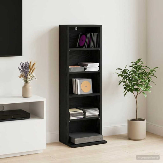 vidaXL Ντουλάπα CD Μαύρη Δρυς 33 x 23,5 x 97,5 εκ. Επεξεργασμένο Ξύλο