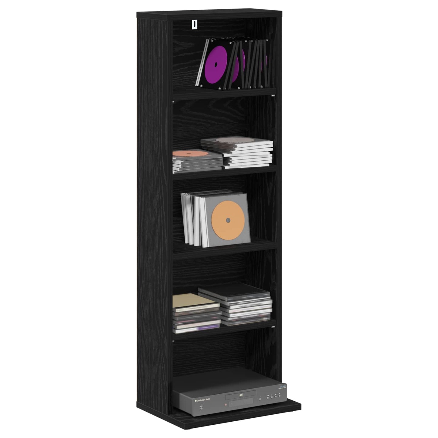 vidaXL Ντουλάπα CD Μαύρη Δρυς 33 x 23,5 x 97,5 εκ. Επεξεργασμένο Ξύλο