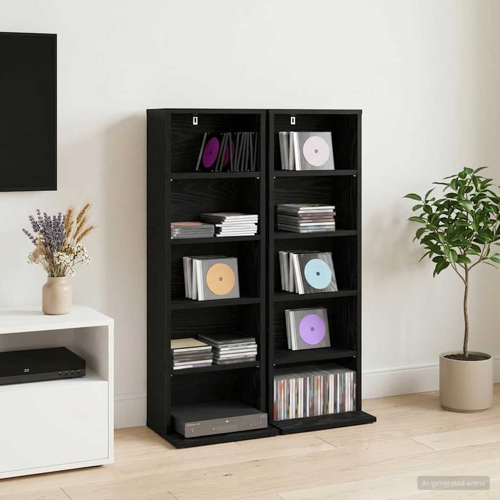 vidaXL Ντουλάπα CD 2 τμχ. Μαύρη Δρυς 33 x 23,5 x 97,5 εκ.