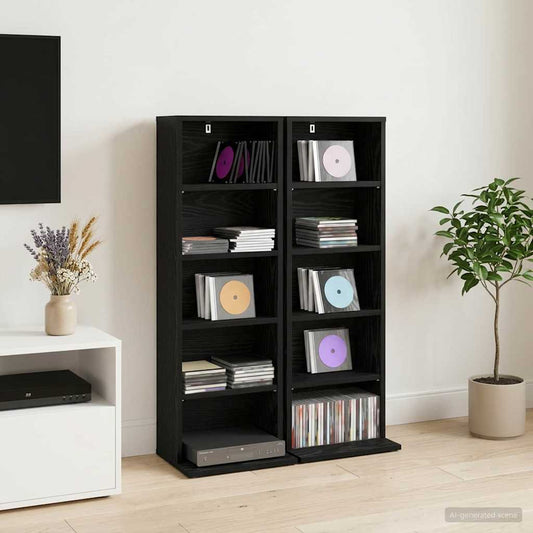 vidaXL Ντουλάπα CD 2 τμχ. Μαύρη Δρυς 33 x 23,5 x 97,5 εκ.
