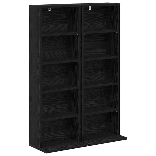 vidaXL Ντουλάπα CD 2 τμχ. Μαύρη Δρυς 33 x 23,5 x 97,5 εκ.
